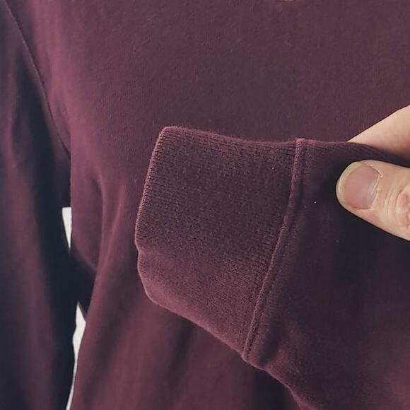 Polo Ralph Lauren Wine 1/4 Zip Collared V-Neck Elbow Patch Long Sleeve Sweater S - Picture 7 of 12